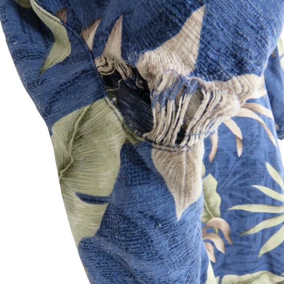 Batik Bay 1980s Vintage Hawaiian Blue Silk Tropical Button Down Shirt XL - Picture 4 of 9